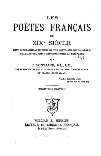 Les poètes français du XIXe siècle by C. Fontaine cover