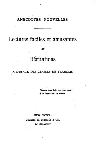 Anecdotes nouvelles by Amédé de Rougemont cover