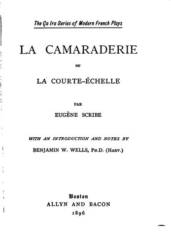 La camaraderie by Eugène Scribe cover