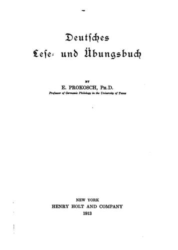 Deutsches Lese- und Übungsbuch by Prokosch, Eduard cover