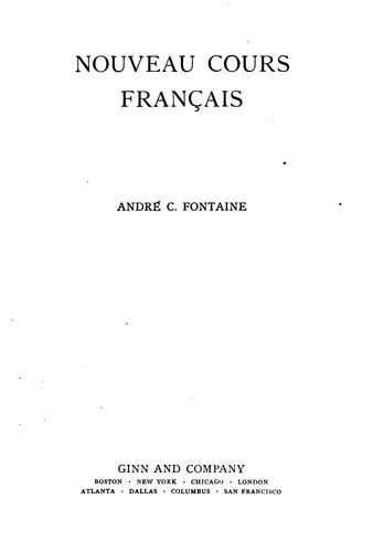 Nouveau cours français by André Camille Fontaine cover