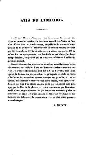 Poésies inédites de Marguerite-Éléonore Clotilde de Vallon et Chalys, depuis Madame de Surville, poëte français du 15e siècle by Joseph Étienne Surville cover