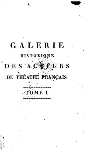 Galerie historique des acteurs du théâtre français by Pierre David Lemazurier cover