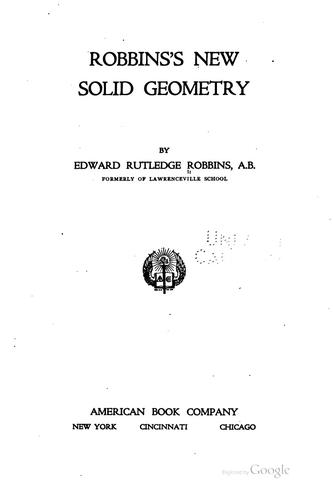 Robbins's new Solid geometry