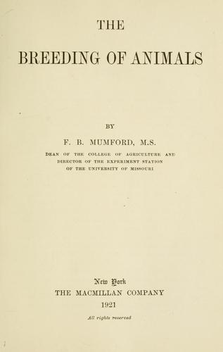 The breeding of animals by F. B. Mumford cover