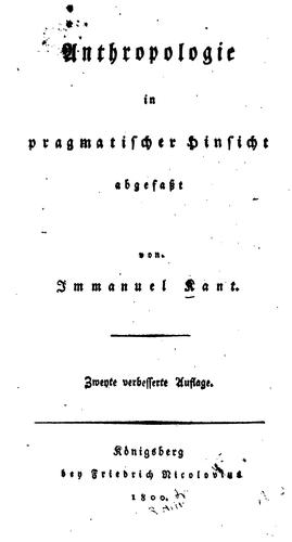 Anthropologie in pragmatischer Hinsicht
