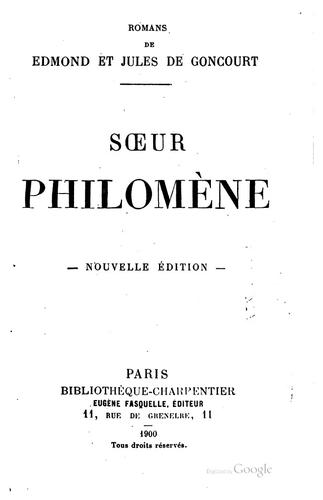 Sœur Philomène by Edmond de Goncourt cover