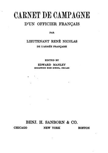 Carnet de campagne d'un officier français