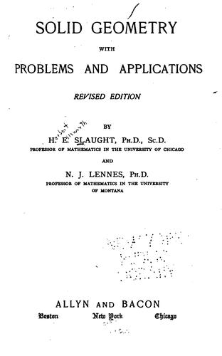 Solid geometry, with problems and applications
