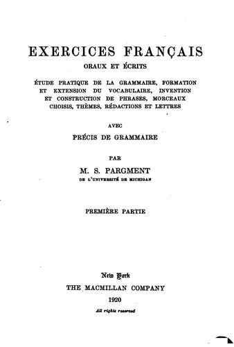 Exercices franca̜is oraux et écrits