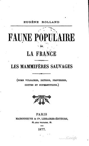 Faune populaire de la France .. by Eugène Rolland cover