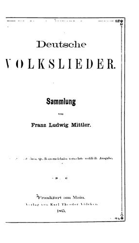 Deutsche Volkslieder by Franz Ludwig Mittler cover