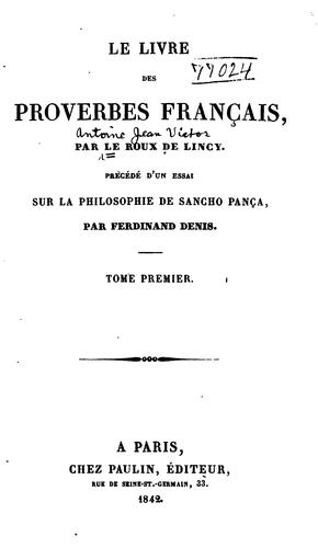 Le livre des proverbes français by Le Roux de Lincy cover