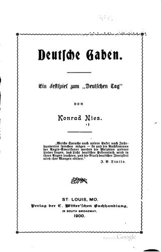 Deutsche gaben by Nies, Konrad cover
