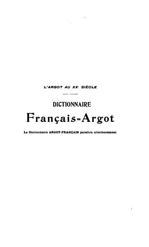 L' argot au XXe siècle by Aristide Bruant cover