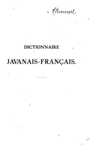 Dictionnaire javanais-francais by Pierre Étienne Lazare Favre cover