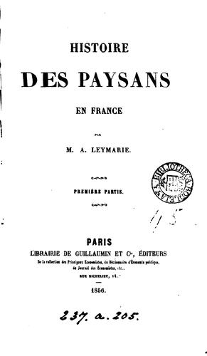 Histoire des paysans en France by Achille Leymarie cover