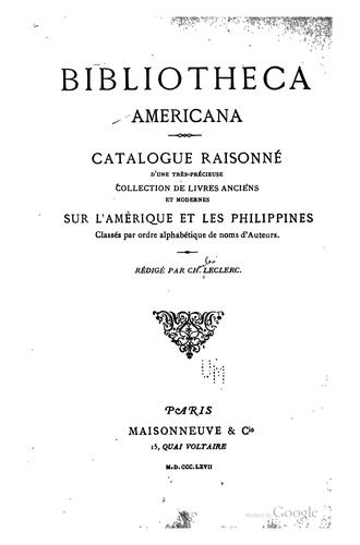 Bibliotheca americana by Leclerc, Charles cover