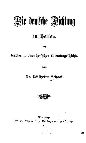 Die deutsche Dichtung in Hessen by Wilhelm Schoof cover