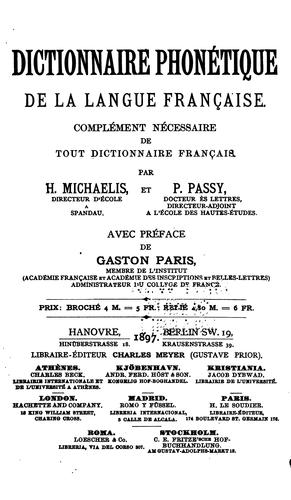 Dictionnaire phonétique de la langue française by H[ermann] Michaelis cover