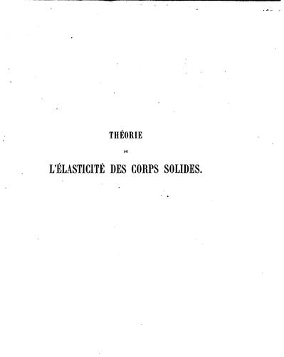 Théorie de l'élasticité des corps solides