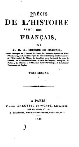 Précis de l'histoire des Français by Jean-Charles-Léonard Simonde Sismondi cover