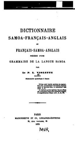 Dictionnaire samoa-français-anglais et français-samoa-anglais by Louis Violette cover