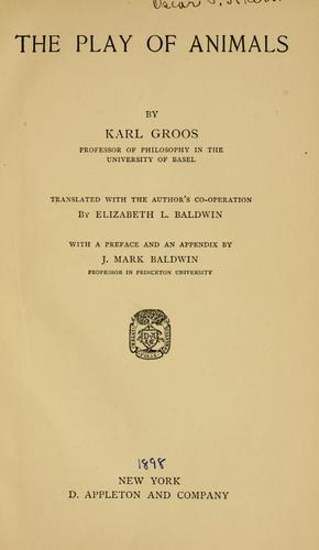 Spiele der Tiere by Karl Groos cover
