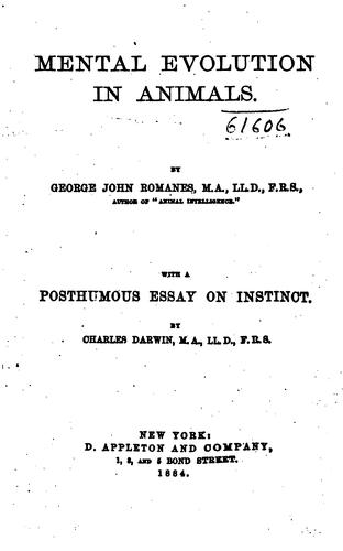 Mental evolution in animals by George John Romanes cover