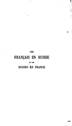 Les Français en Russie et les Russes en France by Léonce Pingaud cover