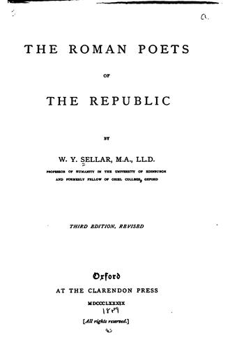 The Roman poets of the Republic