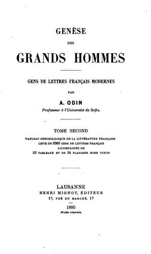 Genèse des grands hommes,gens de lettres français modernes
