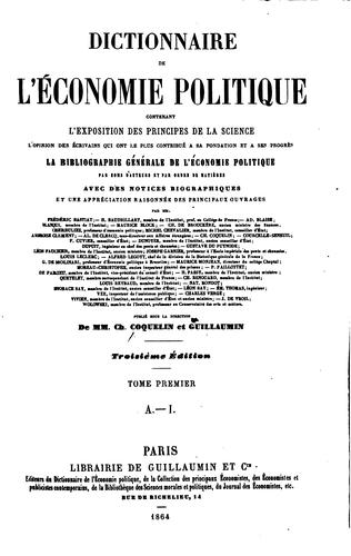 Dictionnaire de l'économie politique by Charles Coquelin cover