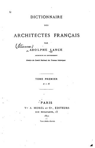 Dictionnaire des architectes français by Adolphe Lance cover