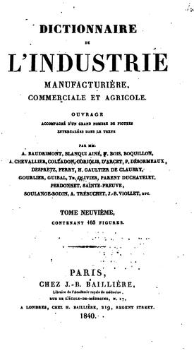 Dictionnaire de l'industrie manufacturière, commerciale et agricole by A. Baudrimont cover