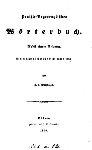 Deutsch-negerenglisches Wörterbuch by H. R. Wullschlägel cover