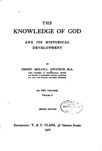 The knowledge of God and its historical development