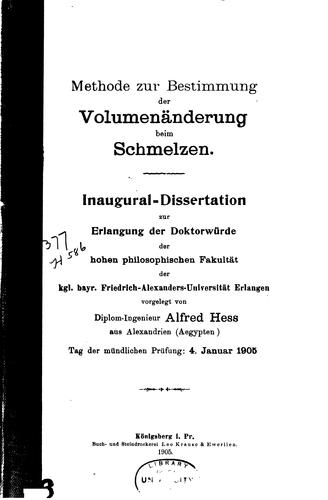 Methode zur Bestimmung der Volumenänderung beim Schmelzen ..