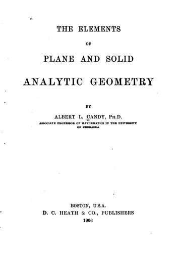 The elements of plane and solid analytic geometry
