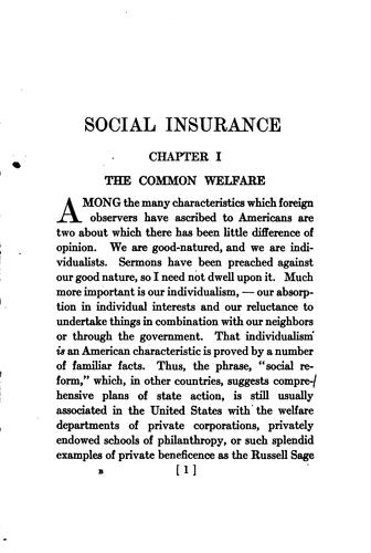 Social insurance, a program of social reform by Henry R. Seager cover