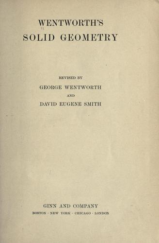 Wentworth's solid geometry by George Wentworth cover