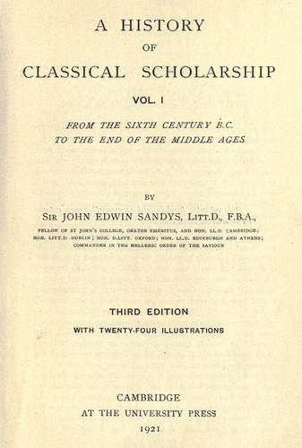 A history of classical scholarship