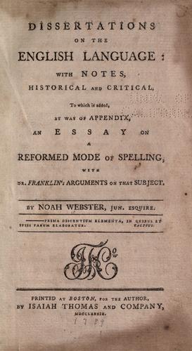 Dissertations on the English language