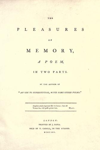 The pleasures of memory