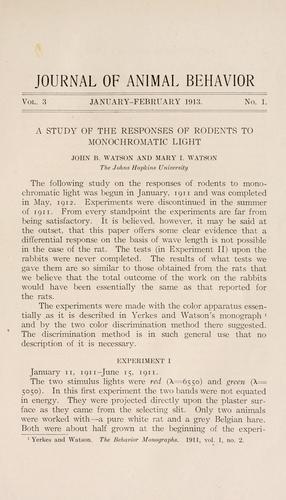 The Journal of animal behavior by  cover