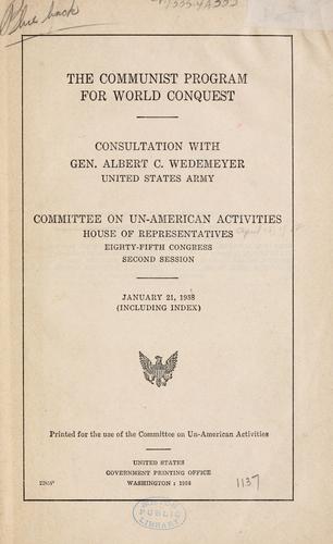 The communist program for world conquest