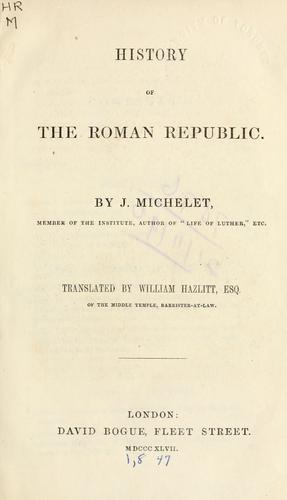 History of the Roman republic by Jules Michelet cover