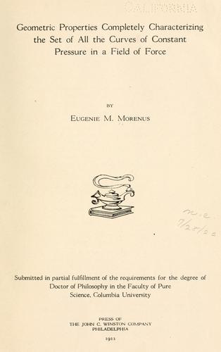 Geometric properties completely characterizing the set of all the curves of constant pressure in a field of force