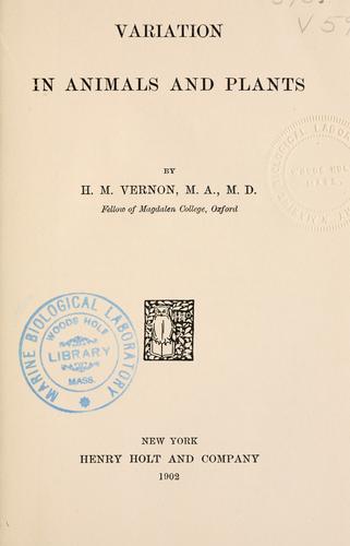 Variation in animals and plants by Horace Middleton Vernon cover
