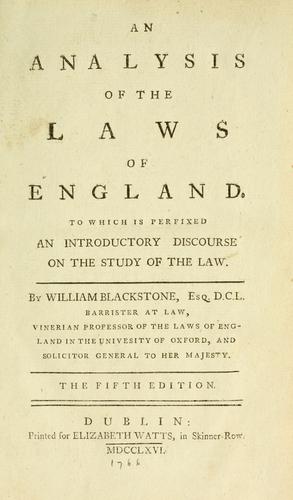 An analysis of the laws of England